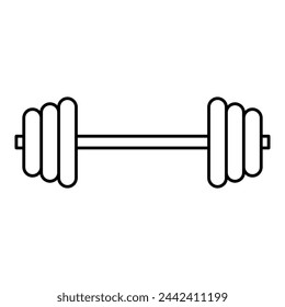 Barbel, Dumbbell Gym Icon, vector flat liner illustration on white background..eps