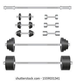 Barbel and dumbbell vector illustration isolated on white backgorund