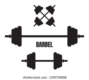 barbel fitness gym simple flat style vector logo design set template