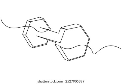 Barra en una sola línea continua estilo de dibujo de arte Gimnasio fitness concepto de deporte Ilustración vectorial, deportes mancuerna una línea de arte Dibujo de línea continua de deporte, fuerza, potencia, elevación, actividad