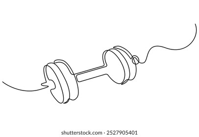 Barra en una sola línea continua estilo de dibujo de arte Gimnasio fitness concepto de deporte Ilustración vectorial, deportes mancuerna una línea de arte Dibujo de línea continua de deporte, fuerza, potencia, elevación, actividad