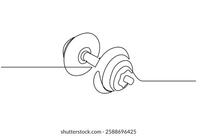 Barbel in one continuous single line art drawing style Gym fitness sports concept vector illustration, Continuous one line drawing of Dumbbell - Barbell gym equipment, Drawing of dumbbell.