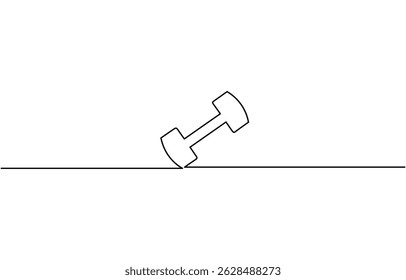 Barbel in one continuous single line art drawing style Gym fitness sports concept vector illustration,  Vector illustration. Dumbbell continuous line icon.