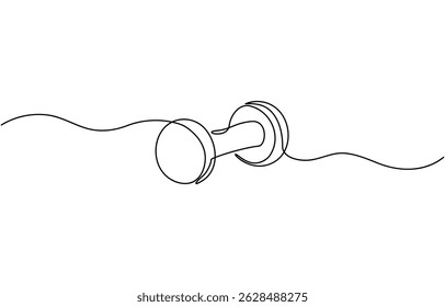 Barbel em uma única linha contínua arte estilo desenho ginástica esportes conceito vetor ilustração, ilustração vetor. Ícone de linha contínua com a campainha.