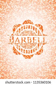 Barbell abstract orange mosaic emblem