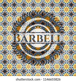 Barbell arabesque emblem background. arabic decoration.