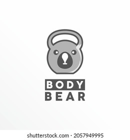 Barbell with Bear face or head image graphic icon logo design abstract concept vector stock. Can be used as a symbol related to sport or animal.