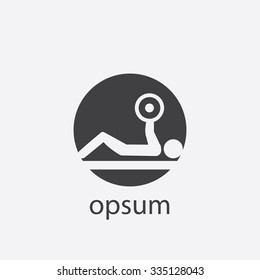 barbell bench press cut identity template icon design element