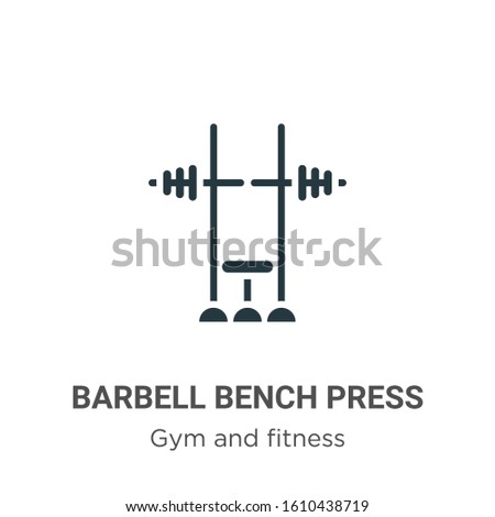 Barbell bench press glyph icon vector on white background. Flat vector barbell bench press icon symbol sign from modern gym and fitness collection for mobile concept and web apps design.