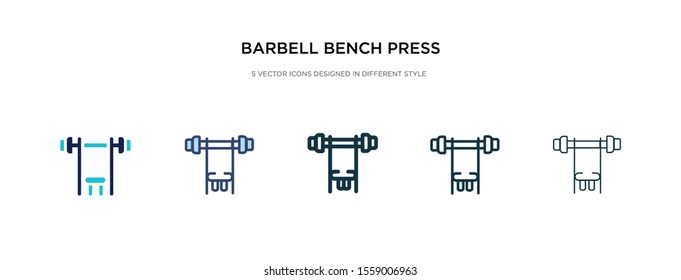 barbell bench press icon in different style vector illustration. two colored and black barbell bench press vector icons designed in filled, outline, line and stroke style can be used for web,
