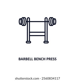 barbell bench press outline icon.  Thin line icon from gym and fitness collection. Editable vector isolated on white background