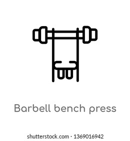 barbell bench press vector line icon. Simple element illustration. barbell bench press outline icon from gym and fitness concept. Can be used for web and mobile