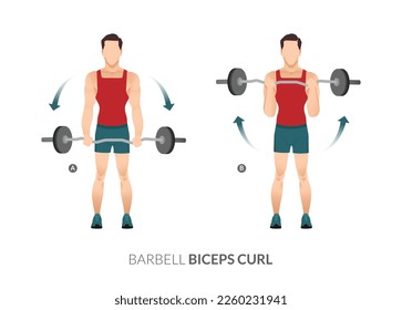 BARBELL BICEPS CURL, Men GYM workout fitness, aerobic and exercises.