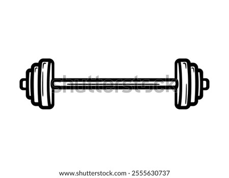 Barbell black icon. Weightlifting barbell vector symbol. Barbell vector icon for web graphic design. Weight-lifting sign.  Bodybuilding, gym, crossfit, workout. Sport equipment. Sport icon