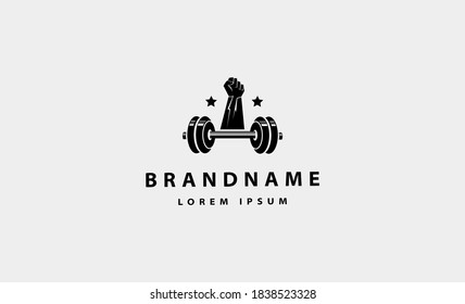 barbell bodybuild fitness logo design vector