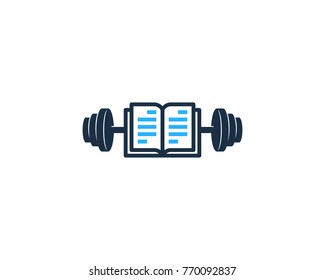 Barbell Book Icon Logo Design Element