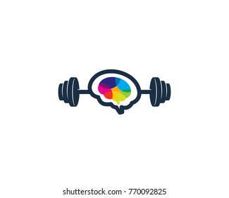 Barbell Brain Icon Logo Design Element