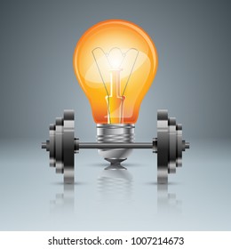 Barbell, bulb - 3d realistic icon. vector eps 10
