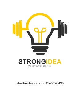 barbell and bulb logo vector design. Suitable for education, business, and think symbol