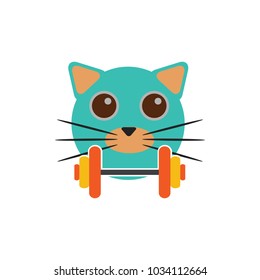 Barbell Cat Logo Icon Design