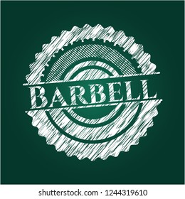 Barbell chalkboard emblem written on a blackboard