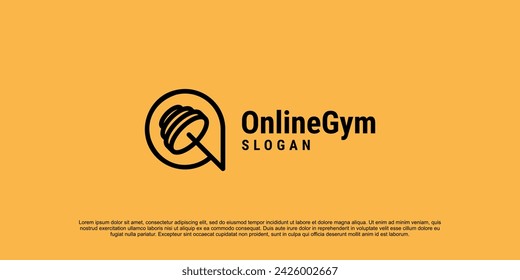 Barbell Chat Logo Icon Design