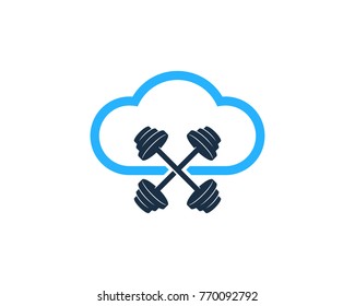 Barbell Cloud Icon Logo Design Element