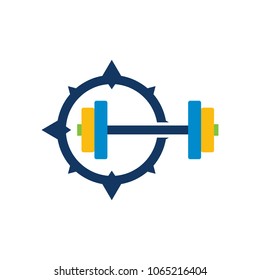 Barbell Compass Logo Icon Design