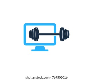 Barbell Computer Icon Logo Design Element