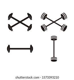 barbell cross icon element vector for sport design logo, cross fit, gym. With flat, monochrome, black and white styles. -Vector