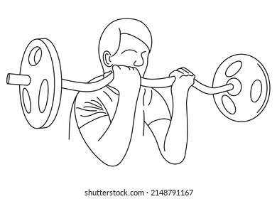 Barbell curl for biceps vector sketch illustration.