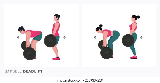 Barbell deadlift squat, Men and Woman workout fitness, aerobic and exercises.