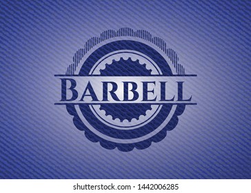 Barbell denim background. Vector Illustration. Detailed.