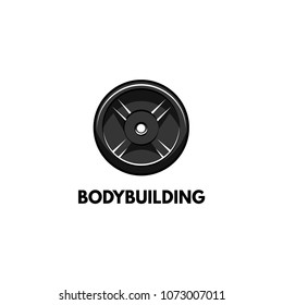Barbell disk icon. Bodybuilding logo label. Sport Training, Fitness. Disk weight. Vector illustration