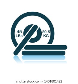 Ícone Barbell Disks. Projeto de Reflexão de Sombra. Ilustração de vetor.