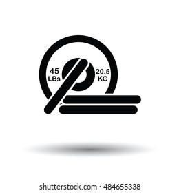Barbell disks icon. White background with shadow design. Vector illustration.