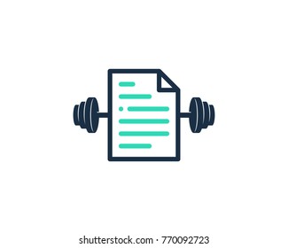 Barbell Document Icon Logo Design Element