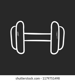 barbell doodle flat black icon vector 