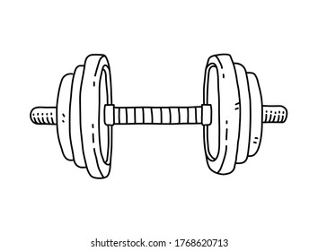 Barbell doodle, hand drawn vector doodle illustration of a barbell for fitness and strength exercise