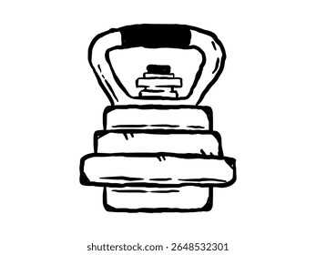 Barbell dumbbell for home workouts, weight lifting, hand drawn vector illustration
