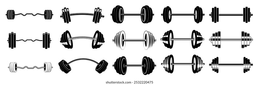 Barbell Hantel Symbole Set Vektor