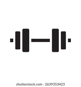 Barbell and dumbbell icons. Silhouette of a barbell and dumbbells. Vector icon of a barbell.