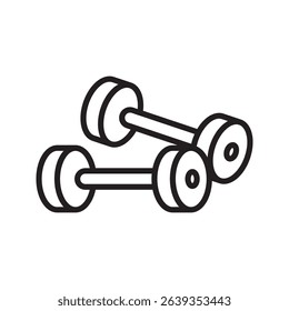 Barbell and dumbbell icons. Silhouette of a barbell and dumbbells. Vector icon of a barbell.