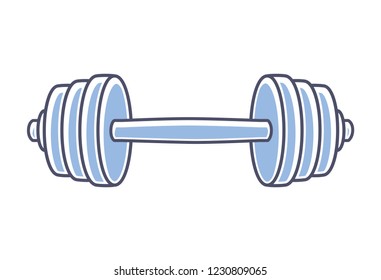 Barbell or dumbbell isolated gym vector icon