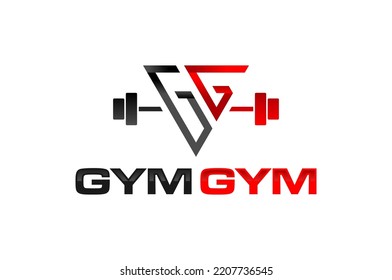 Barbell dumbbell logo design fitness G initial sport icon symbol power lifting