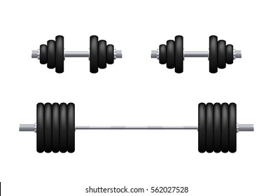 Barbell And Dumbbells Isolated