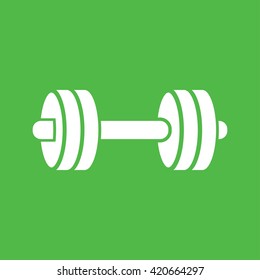 barbell dumbell bodybuilding fitness sport icon simple green white