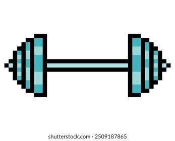 Barbell exercise equipment in pixel art style