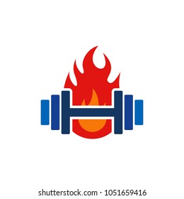 Barbell Fire Logo Icon Design