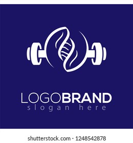 barbell fitness with dna logo icon vector